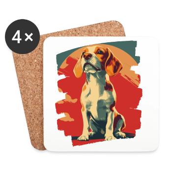 Beagle - Dessous de verre (lot de 4) - blanc - Devant
