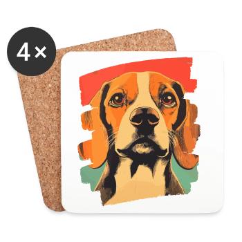 Beagle - Dessous de verre (lot de 4) - blanc - Devant