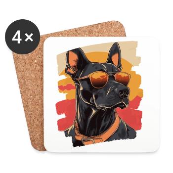 Dobermann - Untersetzer (4er-Set) - Weiß - Vorne