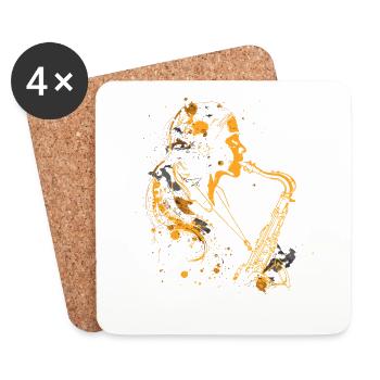 Saxophone fille graffiti - Dessous de verre (lot de 4) - blanc - Devant