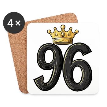96 Nombre Couronne - Dessous de verre (lot de 4) - blanc - Devant