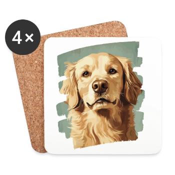 Golden Retriever - Untersetzer (4er-Set) - Weiß - Vorne