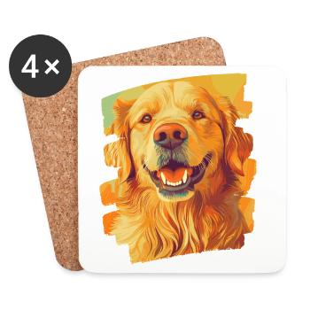 Golden retriever - Dessous de verre (lot de 4) - blanc - Devant