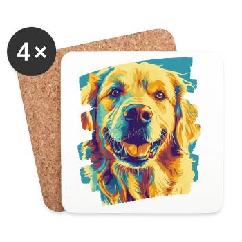 Golden Retriever - Untersetzer (4er-Set) - Weiß - Vorne