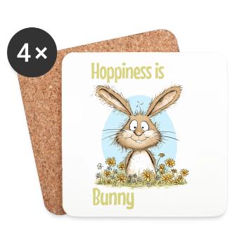 Hase Ostermotiv Spruch Frühling - Untersetzer (4er-Set) - Weiß - Vorne