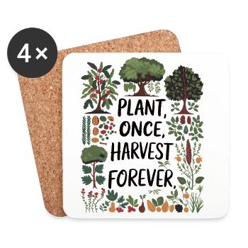 Einmal pflanzen, für immer ernten - Permaculture Design - Untersetzer (4er-Set) - Weiß - Vorne