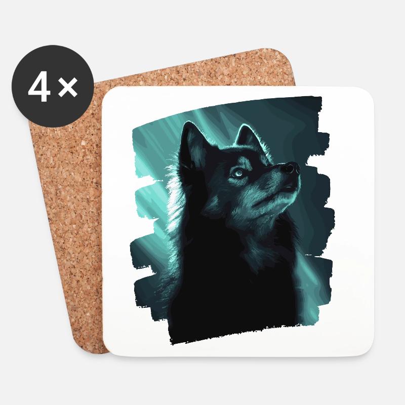 Finnischer Lapphund - Untersetzer (4er-Set) - Weiß