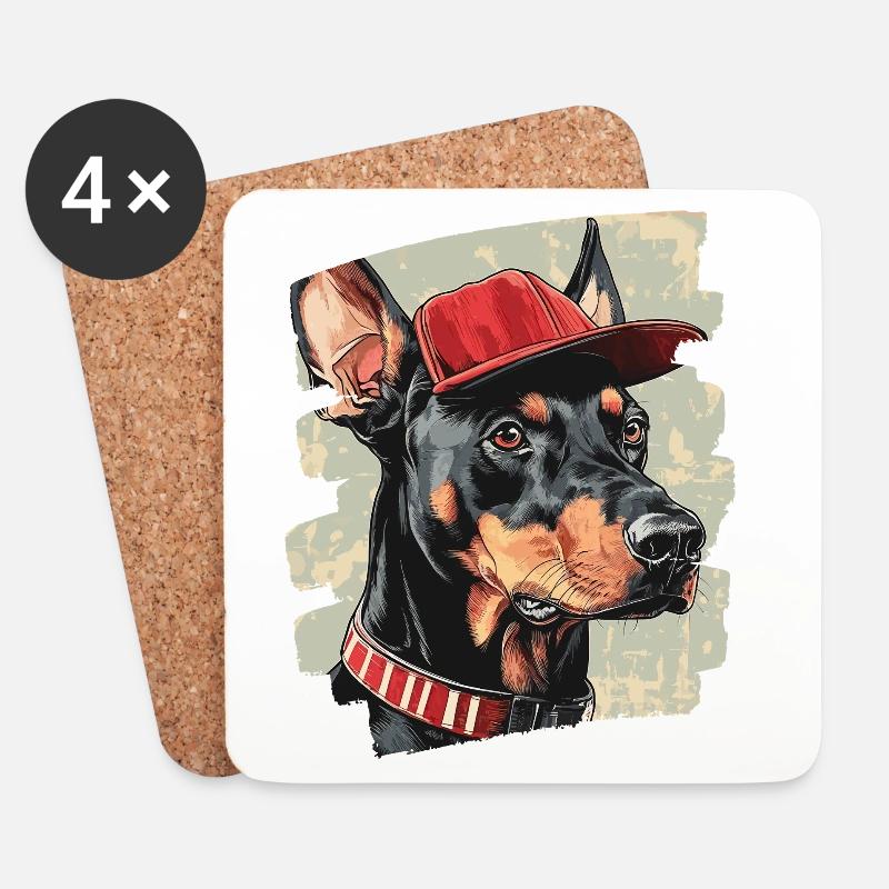 Dobermann - Untersetzer (4er-Set) - Weiß