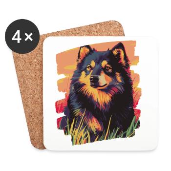 Finnischer Lapphund - Untersetzer (4er-Set) - Weiß - Vorne