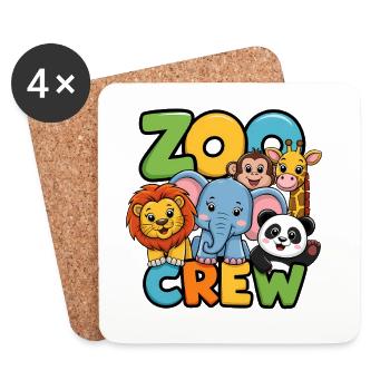 Funny Zoo Crew Animal Design - Coasters (set of 4) - white - Front