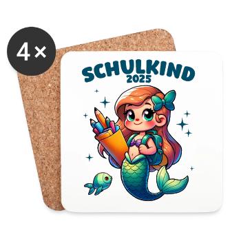 Schulkind 2025 Meerjungfrau Mädchen Einschulung - Untersetzer (4er-Set) - Weiß - Vorne