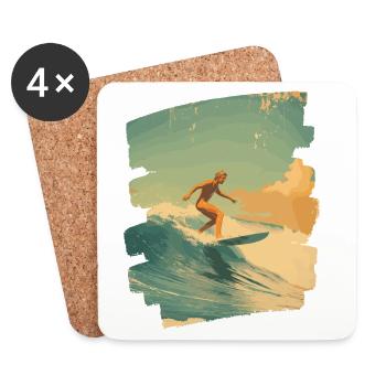 Surfeur - Dessous de verre (lot de 4) - blanc - Devant