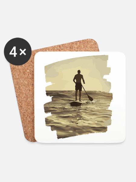 Stand-up-paddle SUP - Untersetzer (4er-Set) - Weiß
