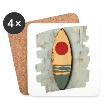 Planche de surf - Dessous de verre (lot de 4) - blanc - Devant
