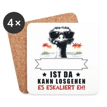 Es Eskaliert Eh! Strauß Personalisierbar Name - Untersetzer (4er-Set) - Weiß - Vorne