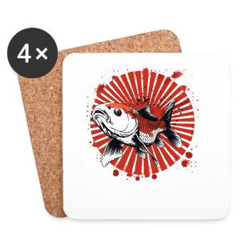 Fisch Graffiti - Untersetzer (4er-Set) - Weiß - Vorne