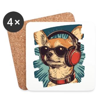 Chihuahua - Dessous de verre (lot de 4) - blanc - Devant