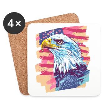 American flag with eagle - Coasters (set of 4) - white - Front
