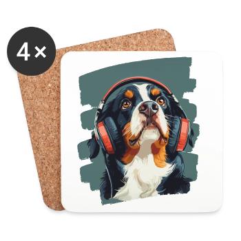 Chien de montagne de l'Entlebuch - Dessous de verre (lot de 4) - blanc - Devant
