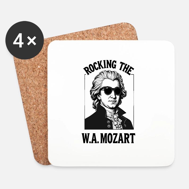 Rocking Mozart Classical Music Classical Composer - Coasters (set of 4) - white