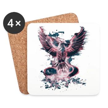 Cyber Phoenix – Digital Rebirth & Tech Ascension - Coasters (set of 4) - white - Front