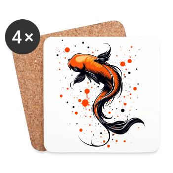 Koi Fish Harmony - Coasters (set of 4) - white - Front