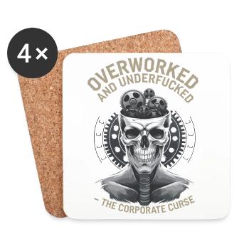 Overworked & Undervalued - Corporate Skull Design - Coasters (set of 4) - white - Front