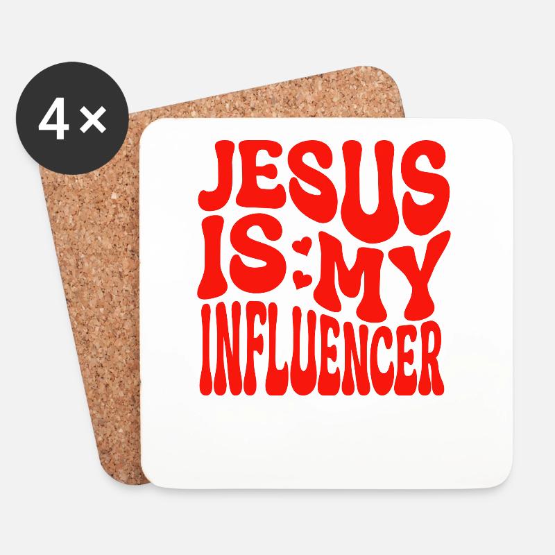 Jesus Ist mein Influencer - Christlicher Glaube - Untersetzer (4er-Set) - Weiß