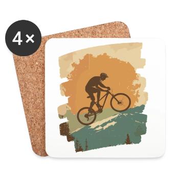 Vététistes Descente Montagne Cyclisme - Dessous de verre (lot de 4) - blanc - Devant