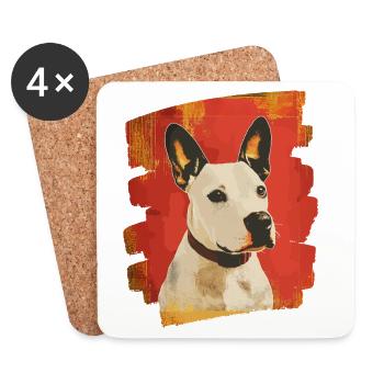 Bull Terrier Fighting Dog Dog Breed - Coasters (set of 4) - white - Front