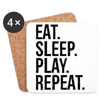 Manger, dormir, jouer, répéter, - Dessous de verre (lot de 4) - blanc - Devant