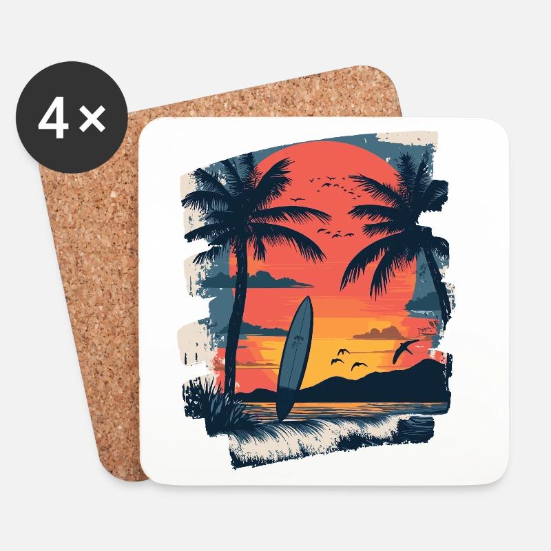 Hawaii Strand - Untersetzer (4er-Set) - Weiß