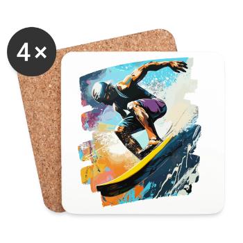 Surfer Surfen Surfbrett Surfing - Untersetzer (4er-Set) - Weiß - Vorne