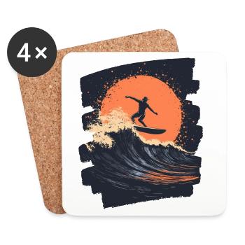 Surfer Surfen Surfbrett Surfing - Untersetzer (4er-Set) - Weiß - Vorne