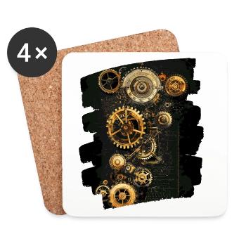 Steampunk Uhrwerk - Untersetzer (4er-Set) - Weiß - Vorne