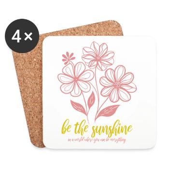 Blumen - Frühling - Be the sunshine - Spruch - Untersetzer (4er-Set) - Weiß - Vorne