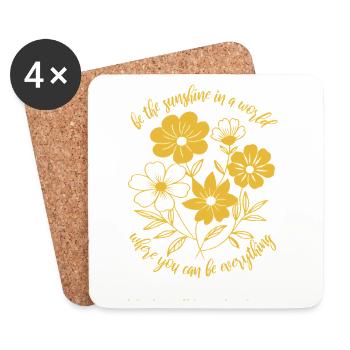 Blumen - Frühling - Be the sunshine - Spruch - Untersetzer (4er-Set) - Weiß - Vorne