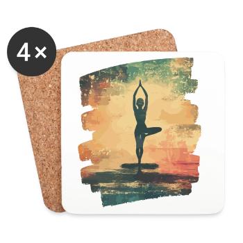 Yoga Namaste Meditation - Untersetzer (4er-Set) - Weiß - Vorne