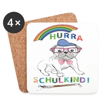 Hurrah Schoolchild - Coasters (set of 4) - white - Front