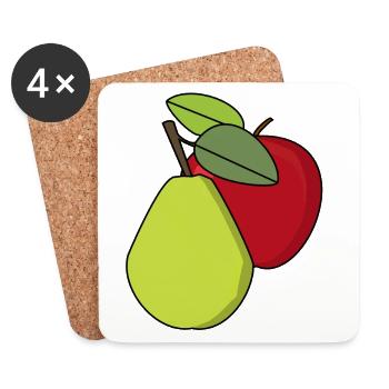 Obst Früchte Apfel Birne - Untersetzer (4er-Set) - Weiß - Vorne