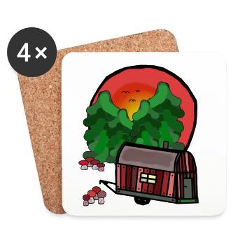 Construction Trailer Nature Ready for Holiday Camping Camping - Coasters (set of 4) - white - Front