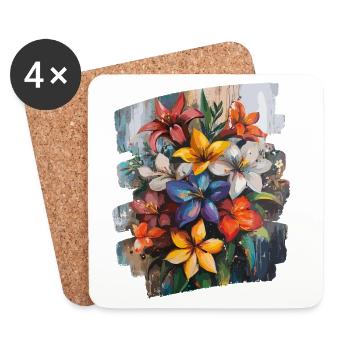 Spring Spring Beginning Flower Flowers - Coasters (set of 4) - white - Front