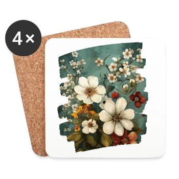 Printemps Printemps Début Fleur Fleurs - Dessous de verre (lot de 4) - blanc - Devant