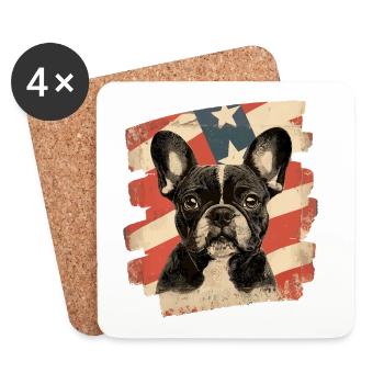 Bouledogue français Frenchie - Dessous de verre (lot de 4) - blanc - Devant