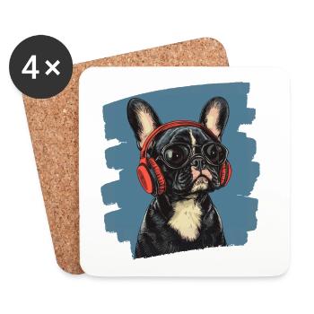 Frenchie French Bulldog - Coasters (set of 4) - white - Front