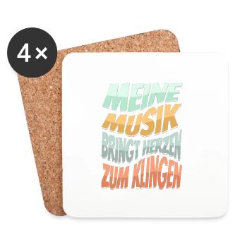 Meine Musik bringt Herzen zum Klingen Musiker - Untersetzer (4er-Set) - Weiß - Vorne
