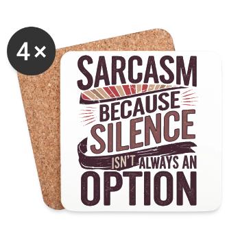 Sarcasm – Silence Isn't Always an Option Retro - Coasters (set of 4) - white - Front