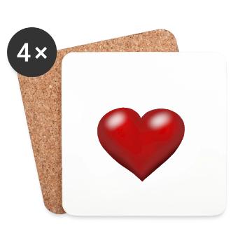 Herz Herzen Valentin Liebe Valentinstag - Untersetzer (4er-Set) - Weiß - Vorne