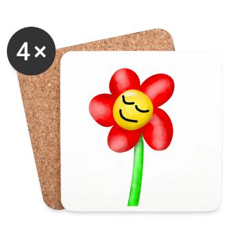 verträumte müde Blume Blumen Sommer - Untersetzer (4er-Set) - Weiß - Vorne