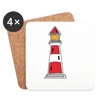 Leuchtturm See Küste maritim - Untersetzer (4er-Set) - Weiß - Vorne